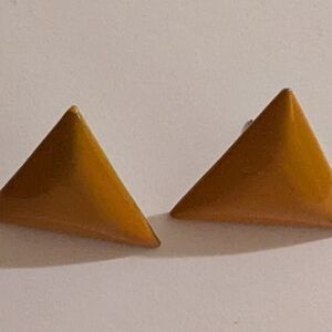 1980 Triangle Gold Enamel Earrings